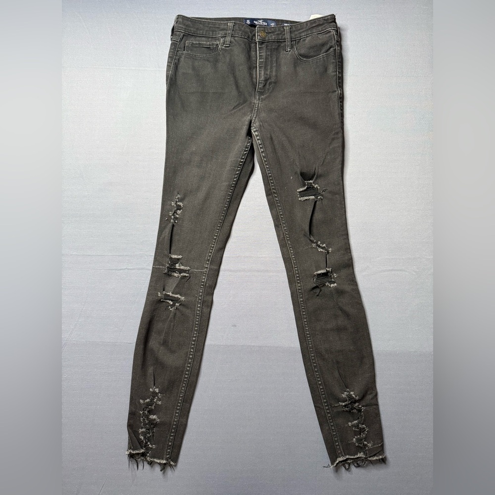 Grey Hollister ripped skinny jeans distressed denim 27x30 L37 ins28 #947